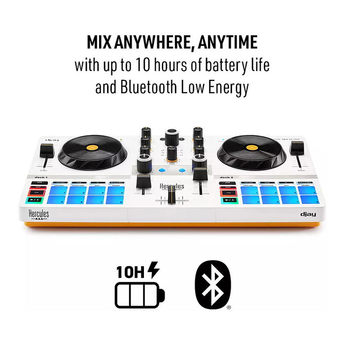 Hercules DJCONTROL MIX ULTRA Controladora DJ para Smartphone Android iOS con App djay, 10h Batería, 8 Pads, EQ, Faders, Jog Wheels