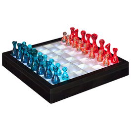 Mister Gadget Juego Ajedrez Led Transparente Luminoso Para Jugar en la Oscuridad