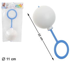 Sonajero Gigante Blanco Con Mango Azul 40x15 cm Para Bromas Y Disfraces De Bebé