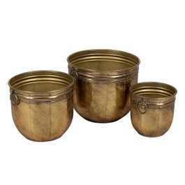 Ixia Set de 3 Maceteros Decoración Oro de Hierro