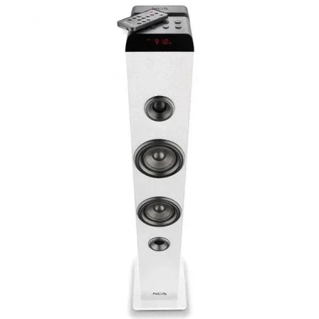 NGS Sky Charm Pro Altavoz Torre Bluetooth 5.4 40W RMS (80W PMPO) USB Óptica AUX Karaoke Entrada Micrófono Blanco