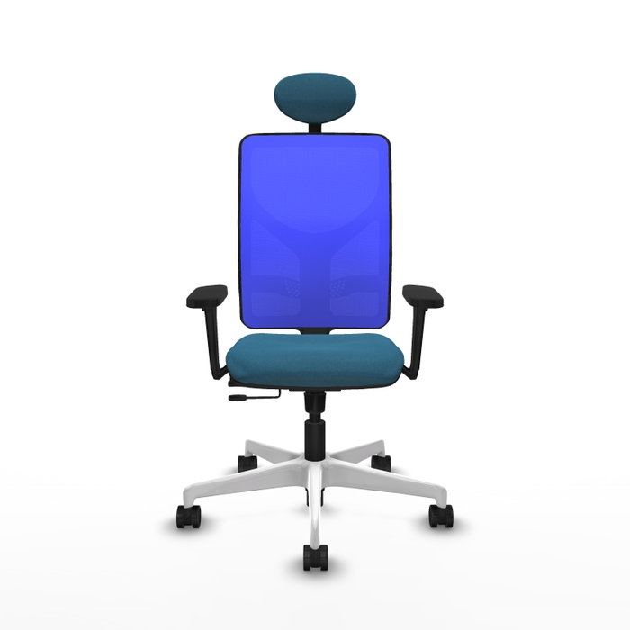 PIQUERAS Y CRESPO Silla de oficina Motilla con mecanismo Sincro/Traslack, tela Verde petróleo y malla Azul