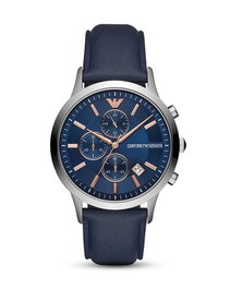 ARMANI Reloj Cronógrafo AR11216 con Esfera Azul y Correa de Cuero