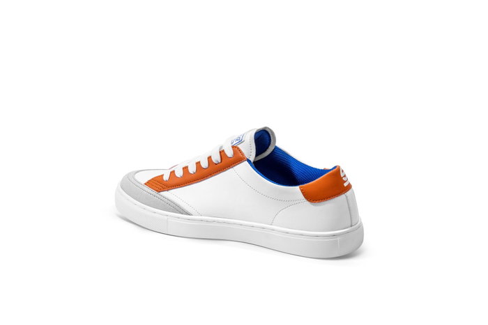 Sparco S-Time Zapatillas Deportivas Elegantes-Casual Blanco-Naranja Talla 44 S0012B344BIAR - Suela de Goma, Plantilla Comfort, Tobillo Acolchado