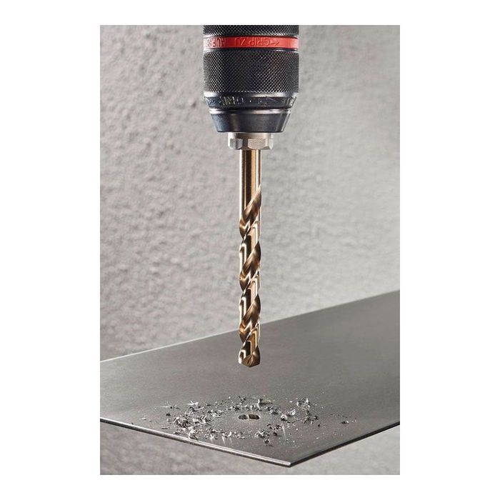 Wolfcraft Broca para Metal HSS Cobalto Rectificada Ø10,00 x 133 mm - Longitud de Trabajo 87 mm, Ángulo de Punta 130° - Ideal para Acero Inoxidable