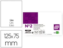 Liderpapel Ficha Lisa Nº2 75x125mm 180gr Paquete de 100 Unidades
