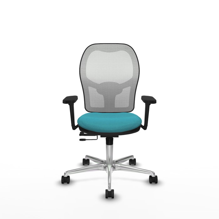 PIQUERAS Y CRESPO Silla de oficina Jorquera con mecanismo Sincro/Traslack, Turquesa y Blanco