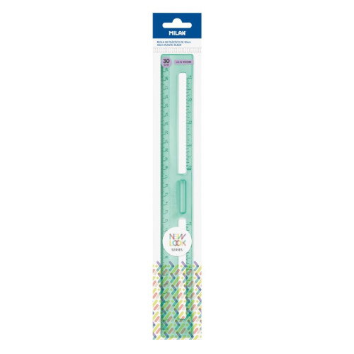 Milan Regla 30 cm Transparente Serie New Look, Verde 353801NL Milan Regla 30 cm Transparente Serie New Look, Verde 353801NL