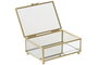 DKD Home Decor Joyero de Cristal y Metal con Lazo Transparente y Dorado