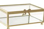DKD Home Decor Joyero de Cristal y Metal con Lazo Transparente y Dorado