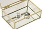 DKD Home Decor Joyero de Cristal y Metal con Lazo Transparente y Dorado