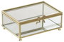 DKD Home Decor Joyero de Cristal y Metal con Lazo Transparente y Dorado