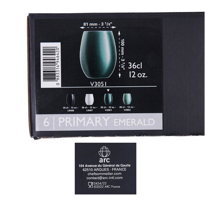Chef & Sommelier Caja de 6 Vasos Altos Krysta Primary Verde 36 cL Chef & Sommelier Caja de 6 Vasos Altos Krysta Primary Verde 36 cL