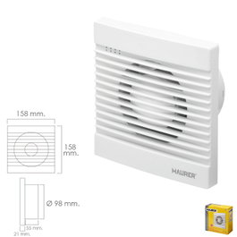 MAURER Extractor de Humos y Humedad para Baño 13W con Salida de 98 mm