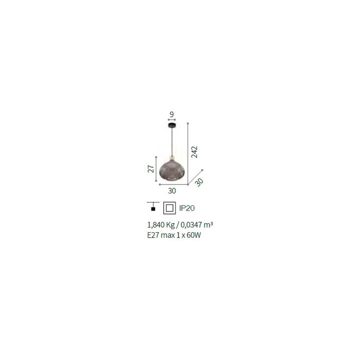 Bergen-3 Lámpara Colgante de Cristal E27 Bergen-3 Lámpara Colgante de Cristal E27