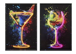 DKD Home Decor Cuadro LED Lienzo Cocktail 63x3,7x93 (Pack de 2)