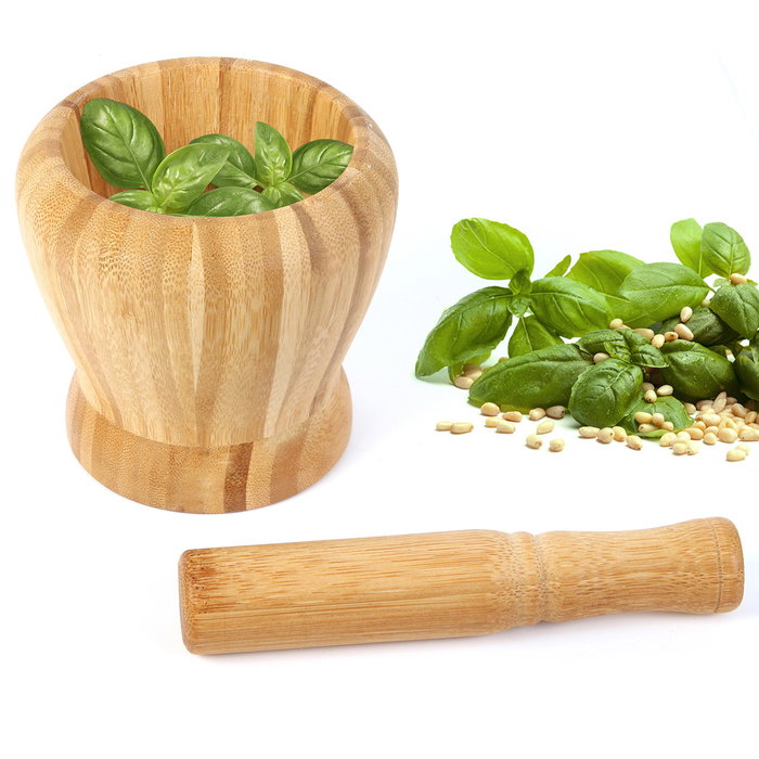 Cook Concept Mortero con Mano de Bambú, Ø10 cm x 16 cm