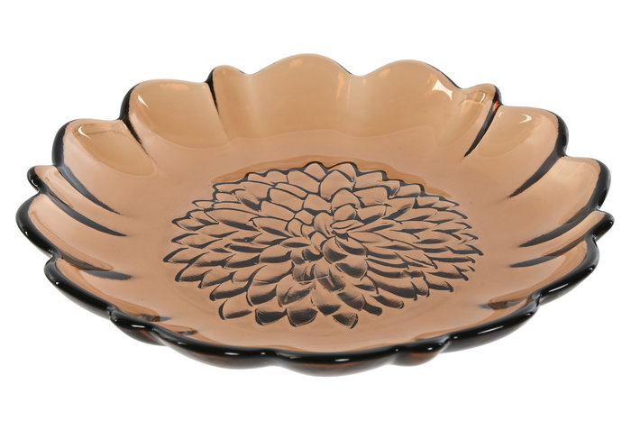 DKD Home Decor Plato Cristal Dalia Irregular Marrón DKD Home Decor Plato Cristal Dalia Irregular Marrón