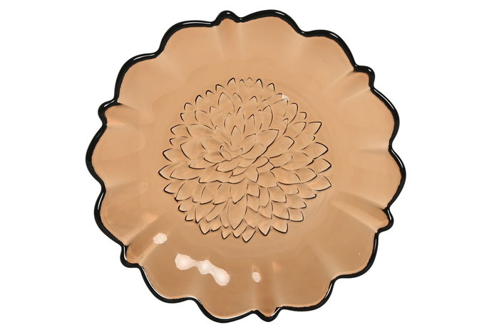 DKD Home Decor Plato Cristal Dalia Irregular Marrón DKD Home Decor Plato Cristal Dalia Irregular Marrón