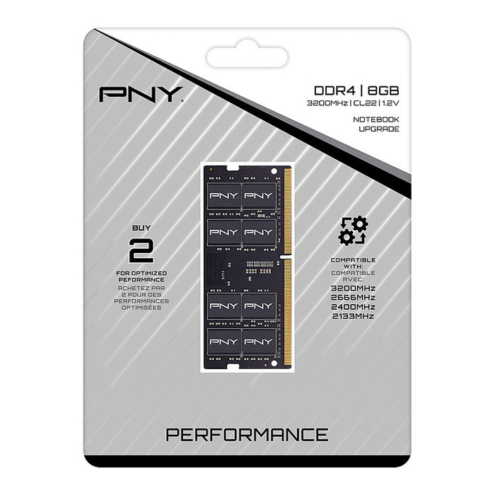 PNY Performance Memoria RAM para Portátil 8GB DDR4 3200MHz CL22 SO-DIMM 260-pin 1x8GB