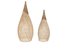DKD Home Decor Set de 2 Pantallas de Bambú y Teca 35x35x85 cm
