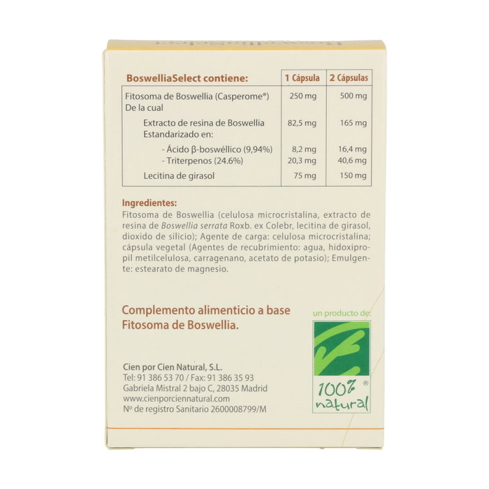 100% Natural Boswellia Select 60 cápsulas vegetales 100% Natural Boswellia Select 60 cápsulas vegetales
