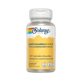 Solaray Ashwagandha Shoden & Bisglicinato de Magnesio - Suplemento en Cápsulas Vegetales - 60 Cápsulas