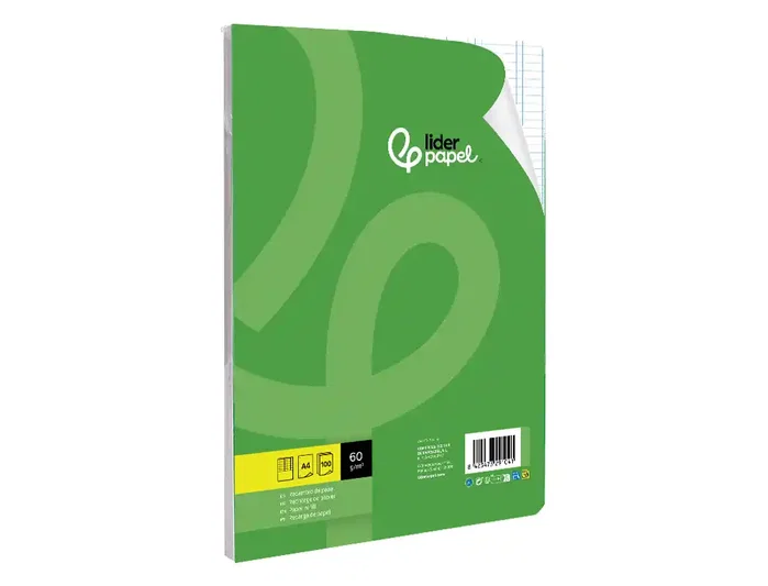 Liderpapel Recambio A4 100 Hojas 60gr Cuadro 3mm Con Margen 4 Taladros