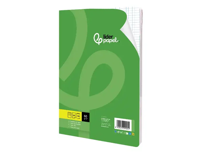 Liderpapel Recambio A4 100 Hojas 60gr Cuadro 3mm Con Margen 4 Taladros