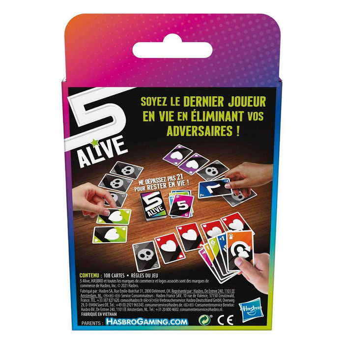 Hasbro Gaming F4205 Five Alive Juego de Cartas en Francés para Familia y Amigos +8 Años