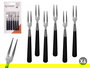 Kinvara Set 6 Tenedores Aperitivos Acero y Plástico PP Negro Metal 9.5 x 17 x 1 cm (Set de 24)