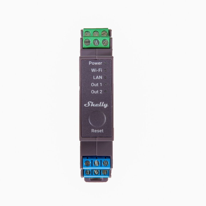 Shelly Pro 2 Relé Eléctrico de 2 Canales con Wi-Fi y LAN