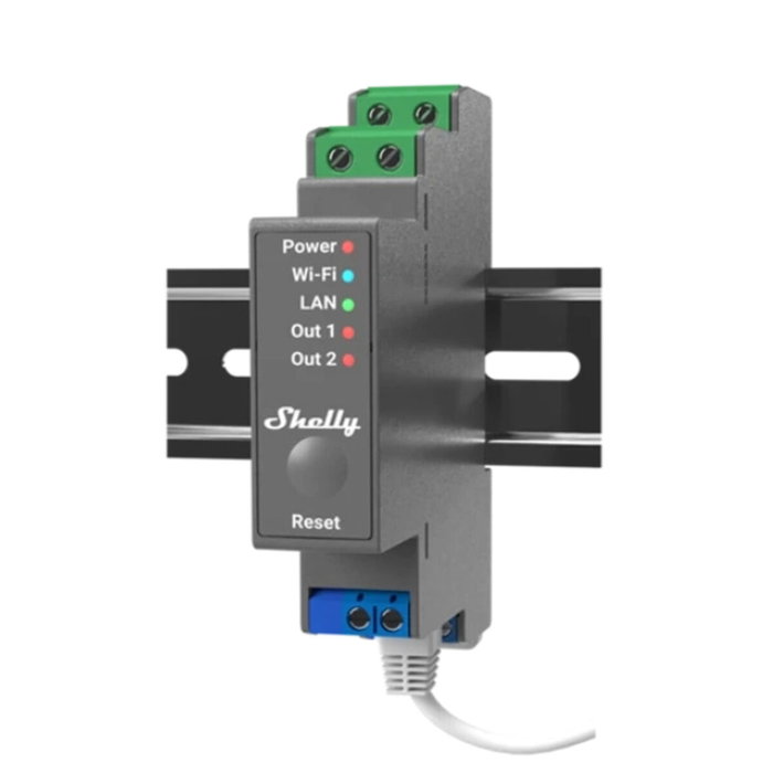 Shelly Pro 2 Relé Eléctrico de 2 Canales con Wi-Fi y LAN