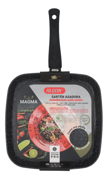 Algon Sartén Asadora Magma 28x28 cm (Pack de 6) Actividad de Cocina de 28x28x4cm/3mm