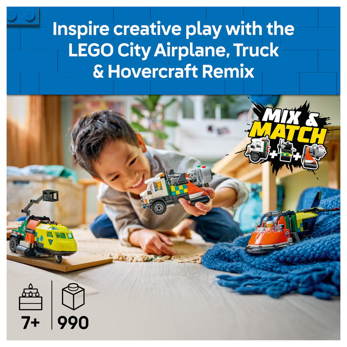 LEGO City Remix: Avión, Camión Técnico y Aerodeslizador 60505