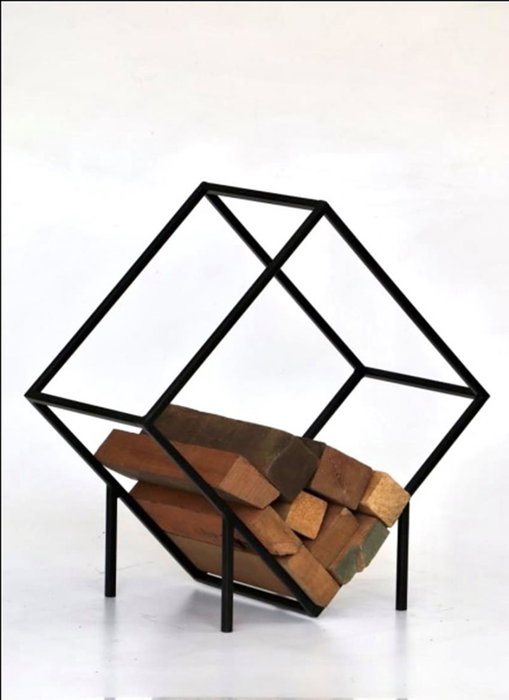 DKD Home Decor Leñera de Acero Negro 57x30x58 cm