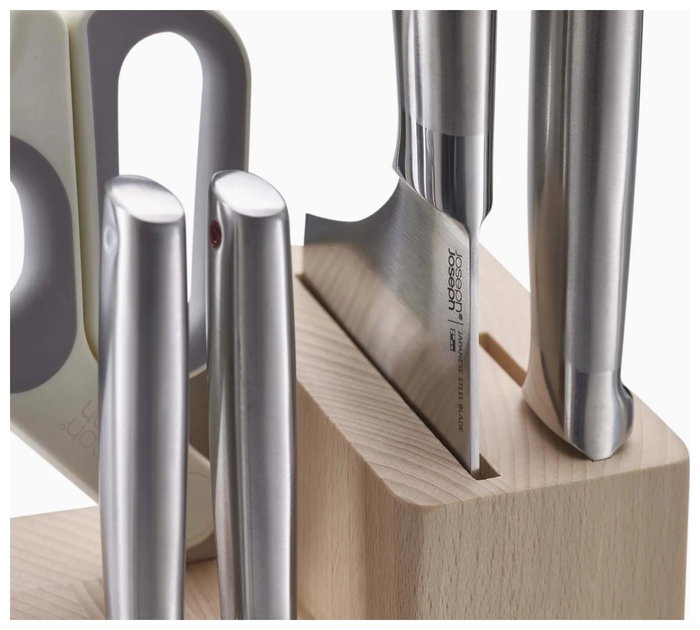 Joseph Joseph Elevate Fusion Set de Cuchillos y Tijeras de 5 piezas con Madera de Haya Negra