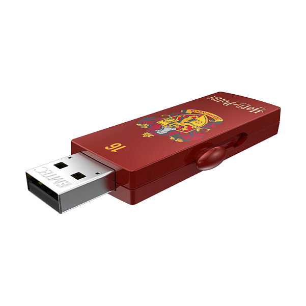 EMTEC STICK M730 USB 2.0 de 16 GB, Tipo A, Diseño Deslizable Rojo Harry Potter Gryffindor, Lectura 15 MB/s