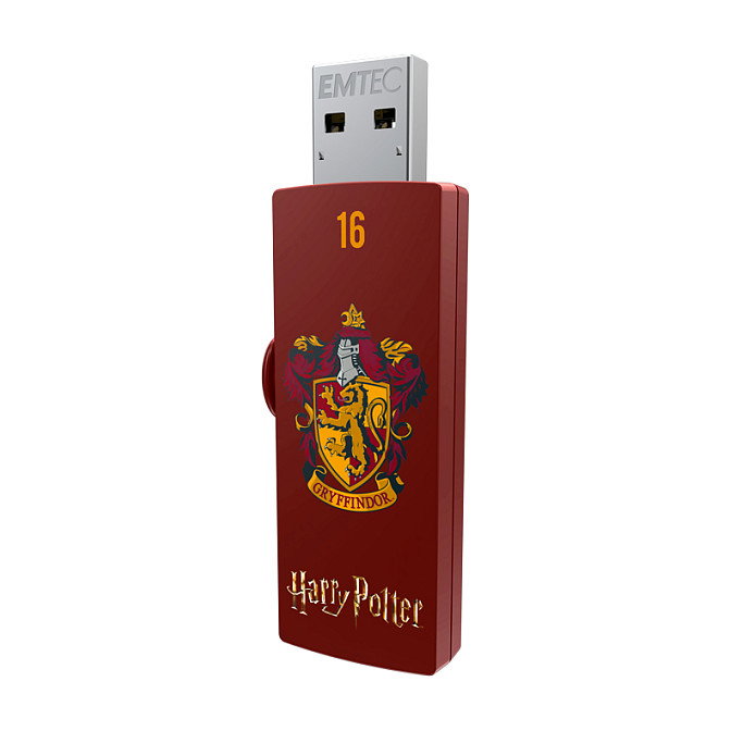 EMTEC STICK M730 USB 2.0 de 16 GB, Tipo A, Diseño Deslizable Rojo Harry Potter Gryffindor, Lectura 15 MB/s