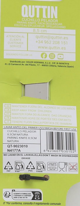 Quttin Cuchillo Pelador Natura Hoja 8.5 cm (60 Unidades)
