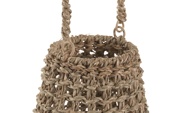 DKD Home Decor Portavela Seagrass Cristal Natural DKD Home Decor Portavela Seagrass Cristal Natural