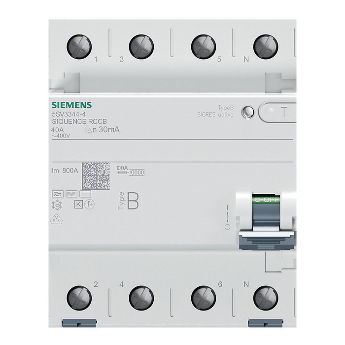 Siemens 5SV3344-4 Interruptor Diferencial Tipo B 40A 4P 30mA