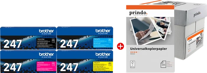 Brother TN-247 MCVP 01 con 2500 hojas de papel Prindo Universal Brother TN-247 MCVP 01 con 2500 hojas de papel Prindo Universal
