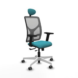 PIQUERAS Y CRESPO Silla de oficina Motilla con mecanismo Sincro/Traslack, Turquesa y Gris