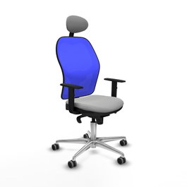 PIQUERAS Y CRESPO Silla de oficina Jorquera con mecanismo Sincro, Gris claro y Azul