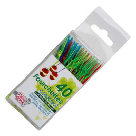 Pick and Drink Juego De 40 Mini Tenedor Aperitivo Reutilizable Colores Surtidos 9 cm