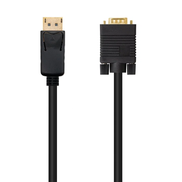 Nanocable Adaptador de Cable DisplayPort a VGA 10.15.4401 - DP Macho a VGA Macho - Full HD 1920x1080 @ 60Hz - Chapado en Oro - 1 Metro - Negro