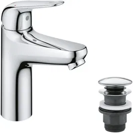 Grohe 24326001 Mezclador Monomando de Lavabo Cromo Talla M Ahorro de Agua Desagüe Click-Clack