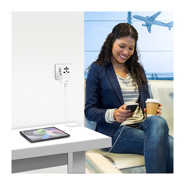 LogiLink Cargador de viaje 70 W GaN, 4 puertos, USB-A/C Slim, Blanco LogiLink Cargador de viaje 70 W GaN, 4 puertos, USB-A/C Slim, Blanco