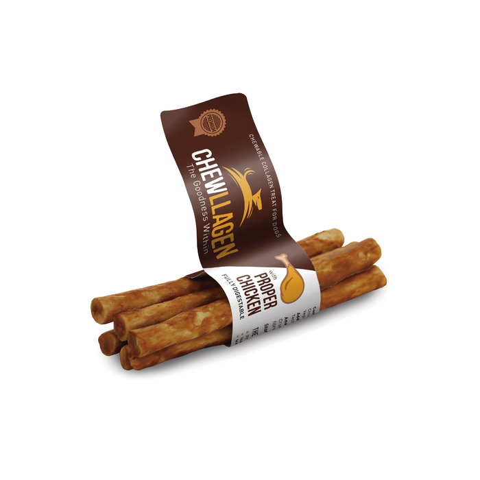 Chewllagen Golosina de Colágeno de Pollo Mini Rolls 12.5 cm Pack de 5 unidades, Expositor con 40 unidades